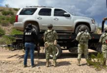 Aseguran AEI y DEFENSA vehículo Tahoe blindado en brecha de Ojinaga