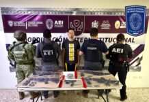 Aseguran cinco armas de fuego y mariguana a detenido en la ciudad de Chihuahua
