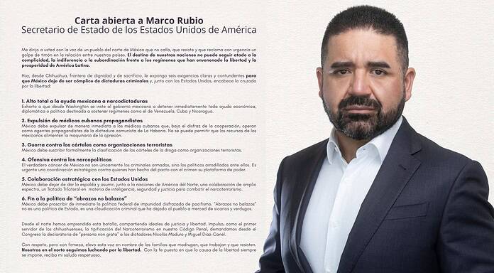 Se les viene la noche a las dictaduras populistas; Francisco Sánchez envía carta pública a Marco Rubio