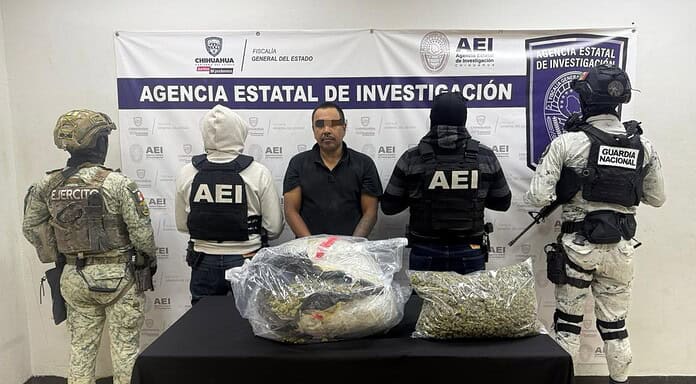 Detiene AEI a hombre en posesión de casi nueve kilos de marihuana en Parajes de San Isidro