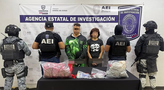 Detiene AEI a pareja durante cateo en el que se aseguró droga