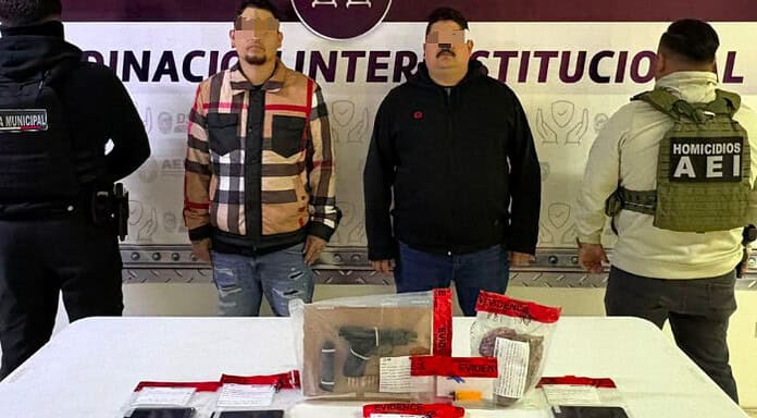 Detiene AEI y DSPM a dos hombres en flagrancia por posesión de narcóticos y armas de fuego