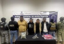 Detiene AEI a cuatro sujetos en posesión de droga y un arma de fuego en un cateo