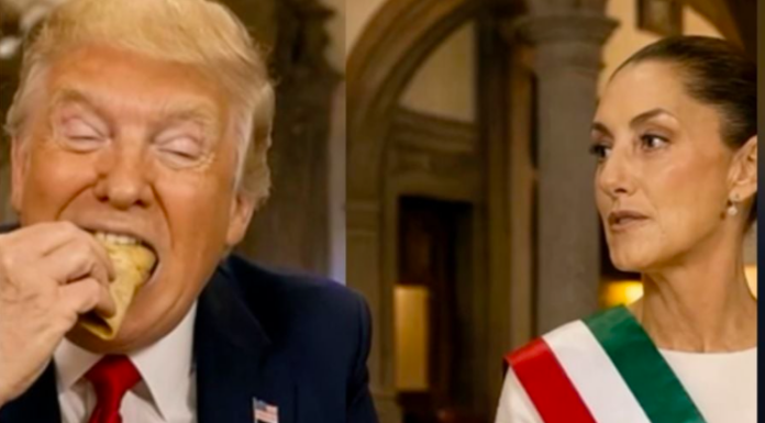 Trump publica video con IA donde aparece comiendo tacos con Sheinbaum