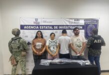 Detiene AEI a cuatro personas en posesión de arma de fuego y cartuchos, durante un cateo