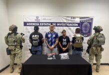 Durante cateo, detiene COE a pareja en posesión de un arma de fuego y THC en la Felipe Ángeles