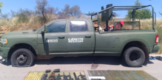 Asegura FDZO armas de fuego, parque y vehículo clonado, en sitio de enfrentamiento en Nonoava